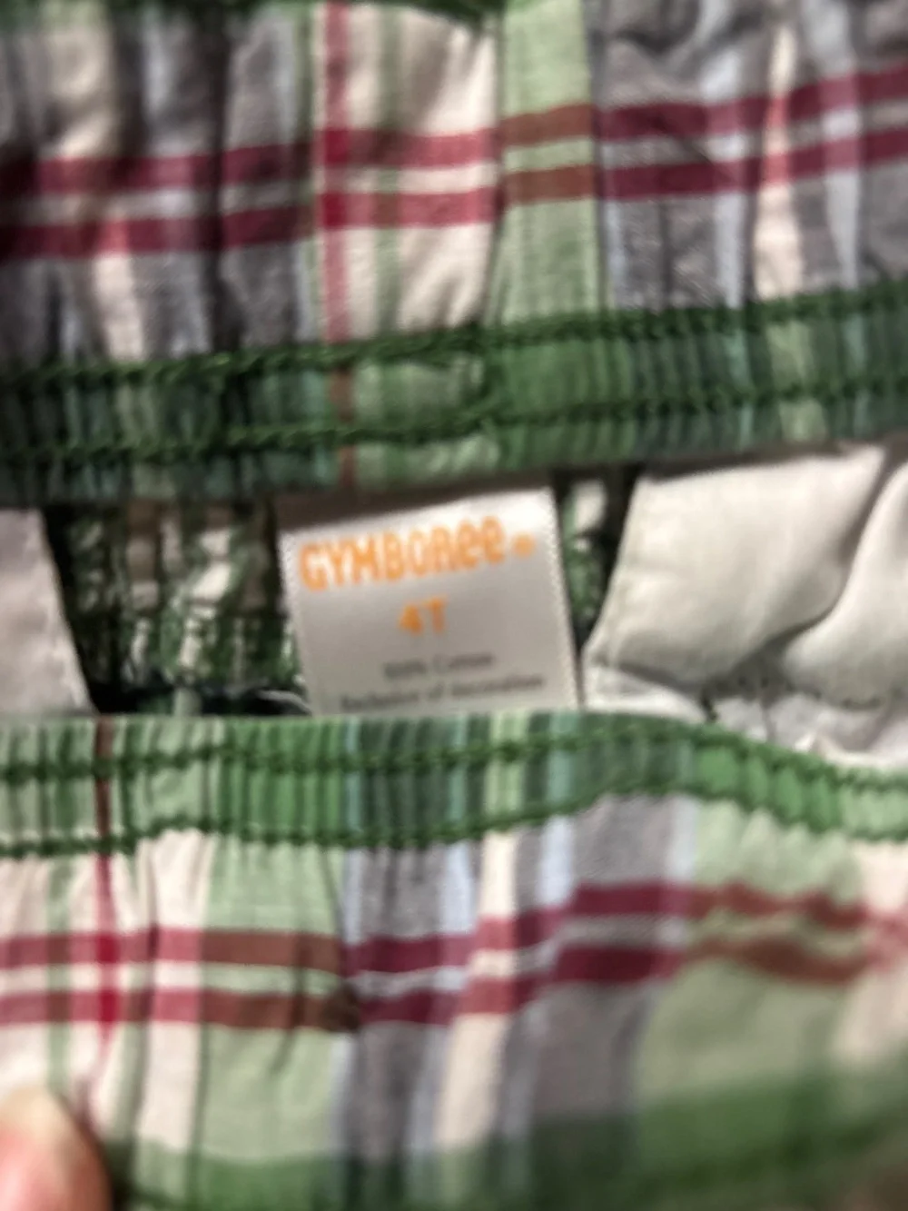 Gymboree plaid and embroidered tractor shorts, size 4T,